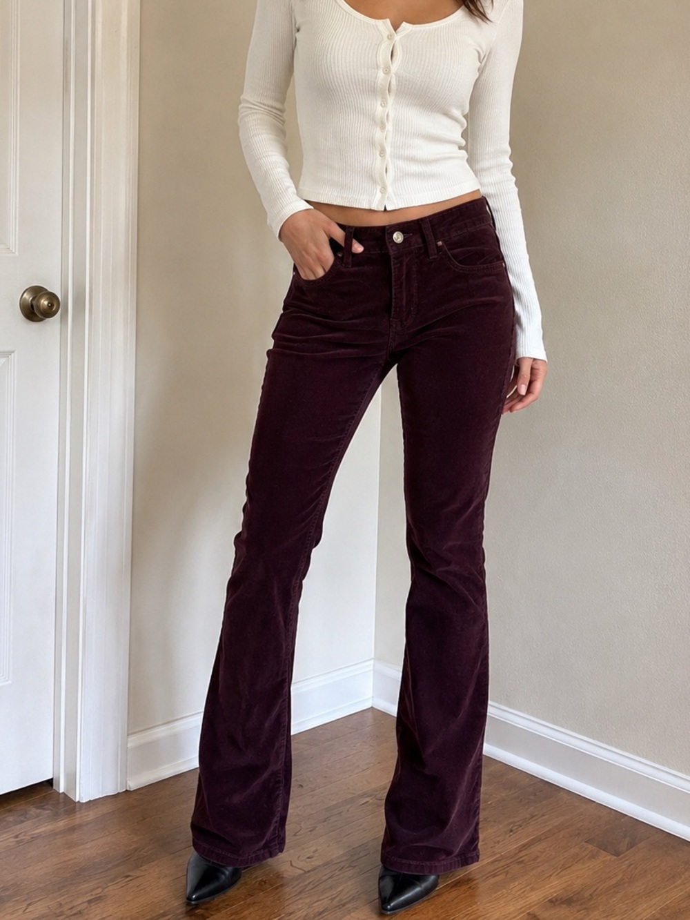 Levi’s 725 High Rise Bootcut Corduroy Pants Burgundy Wine Red Size 26